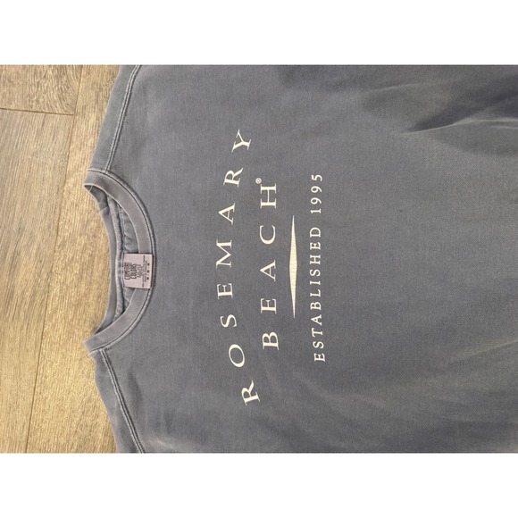 M Rosemary Beach Sweatshirt Crewneck Pullover Blue Cotton Blend Established 1995 - Picture 2 of 3